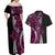 Polynesian Plumeria Floral Tattoo Pattern Couples Matching Off Shoulder Maxi Dress and Hawaiian Shirt Pink Style