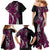 Polynesian Plumeria Floral Tattoo Pattern Family Matching Mermaid Dress and Hawaiian Shirt Pink Style