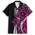 Polynesian Plumeria Floral Tattoo Pattern Family Matching Off Shoulder Short Dress and Hawaiian Shirt Pink Style