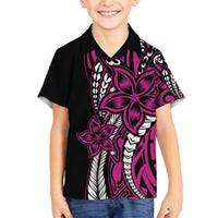 Polynesian Plumeria Floral Tattoo Pattern Family Matching Puletasi and Hawaiian Shirt Pink Style LT9 Son's Shirt Pink - Polynesian Pride