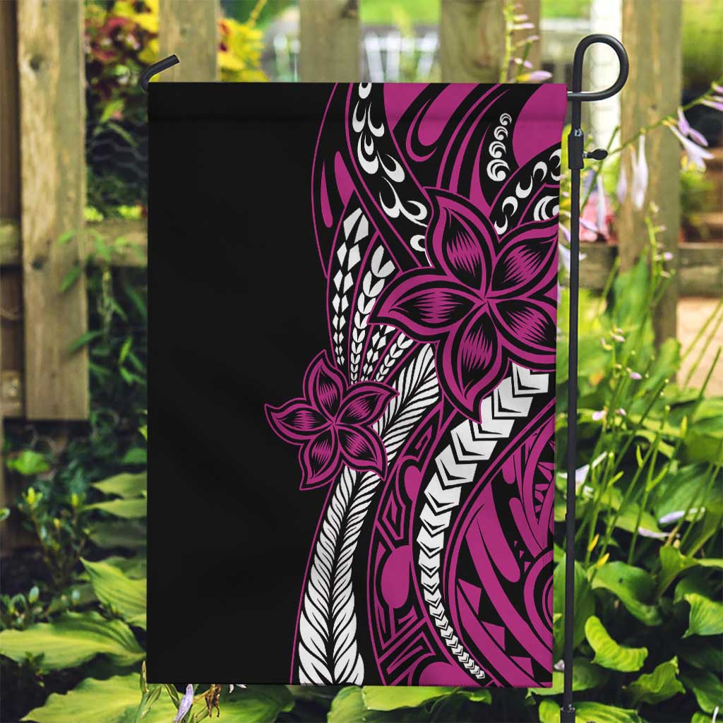 Polynesian Plumeria Floral Tattoo Pattern Garden Flag Pink Style LT9 Garden Flag Pink - Polynesian Pride