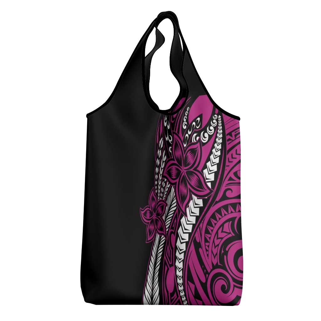 Polynesian Plumeria Floral Tattoo Pattern Grocery Bag Pink Style LT9 - Polynesian Pride