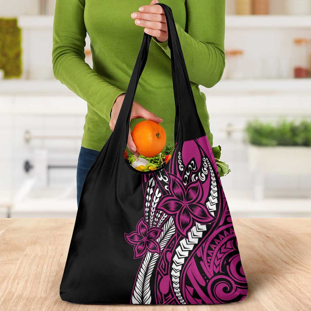 Polynesian Plumeria Floral Tattoo Pattern Grocery Bag Pink Style LT9 - Polynesian Pride