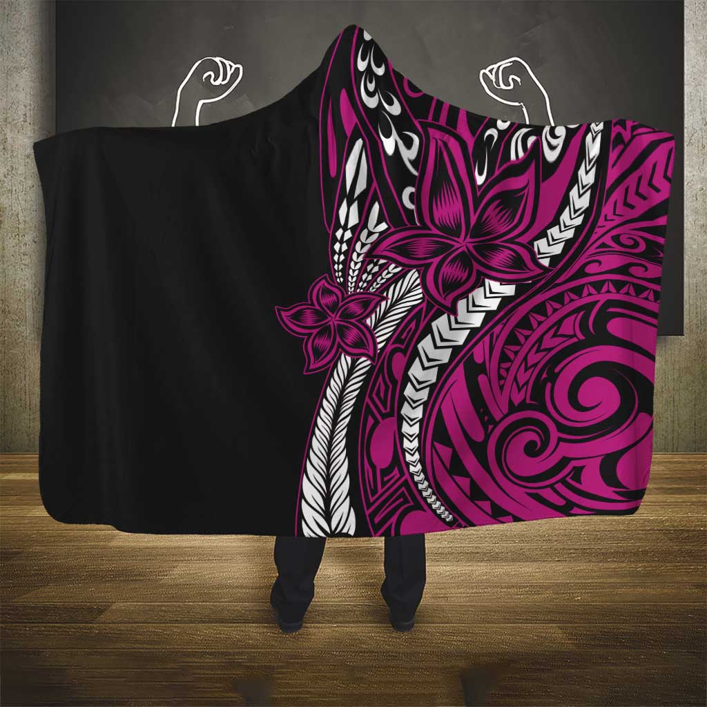 Polynesian Plumeria Floral Tattoo Pattern Hooded Blanket Pink Style LT9 - Polynesian Pride