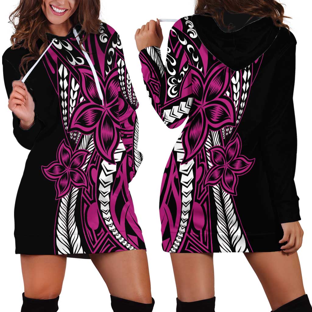 Polynesian Plumeria Floral Tattoo Pattern Hoodie Dress Pink Style LT9 - Polynesian Pride