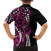 Polynesian Plumeria Floral Tattoo Pattern Kid Hawaiian Shirt Pink Style