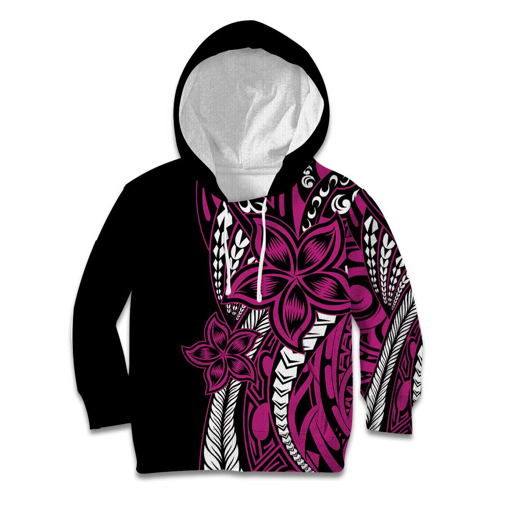 Polynesian Plumeria Floral Tattoo Pattern Kid Hoodie Pink Style
