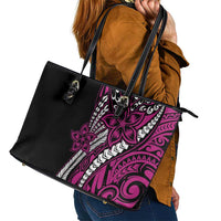 Polynesian Plumeria Floral Tattoo Pattern Leather Tote Bag Pink Style LT9 - Polynesian Pride