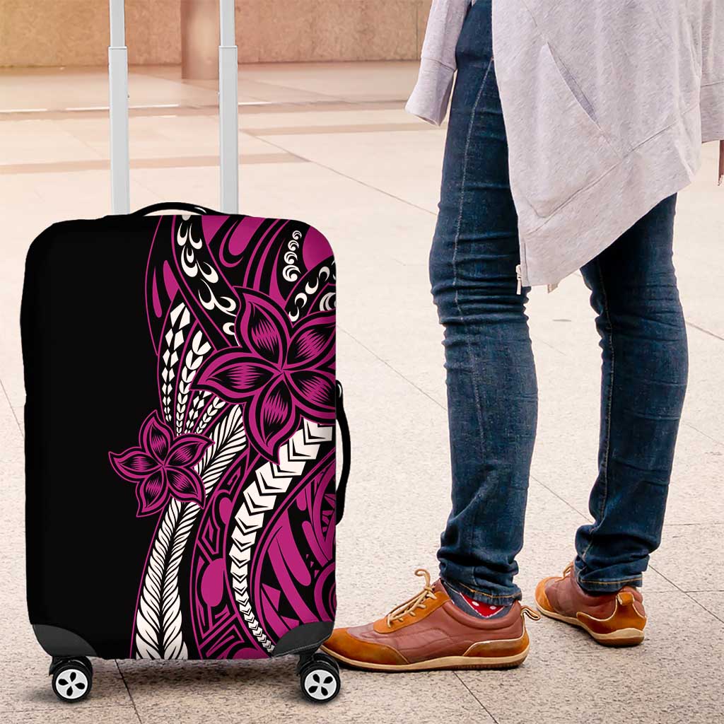 Polynesian Plumeria Floral Tattoo Pattern Luggage Cover Pink Style