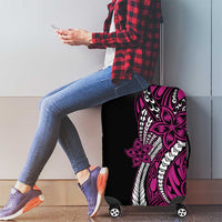 Polynesian Plumeria Floral Tattoo Pattern Luggage Cover Pink Style