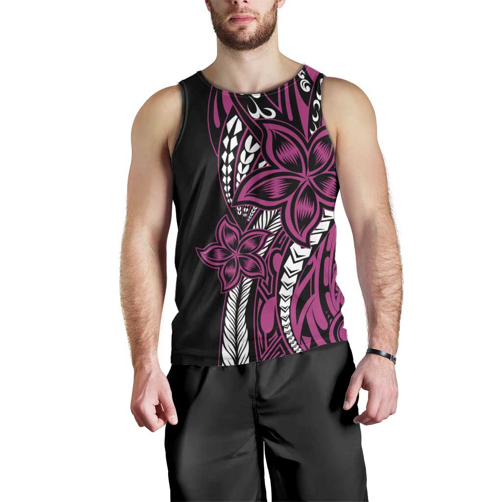 Polynesian Plumeria Floral Tattoo Pattern Men Tank Top Pink Style LT9 - Polynesian Pride