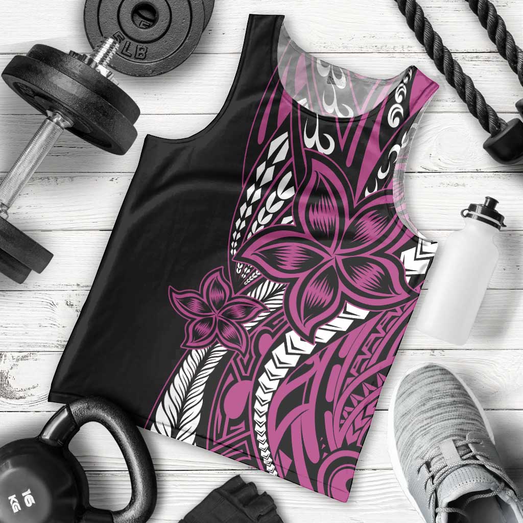 Polynesian Plumeria Floral Tattoo Pattern Men Tank Top Pink Style LT9 - Polynesian Pride