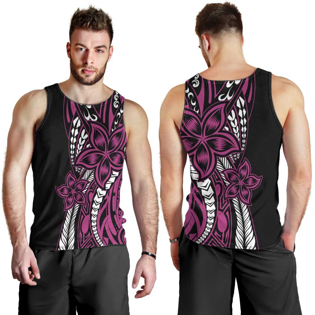 Polynesian Plumeria Floral Tattoo Pattern Men Tank Top Pink Style LT9 - Polynesian Pride