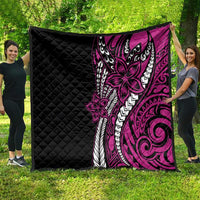 Polynesian Plumeria Floral Tattoo Pattern Quilt Pink Style