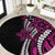 Polynesian Plumeria Floral Tattoo Pattern Round Carpet Pink Style