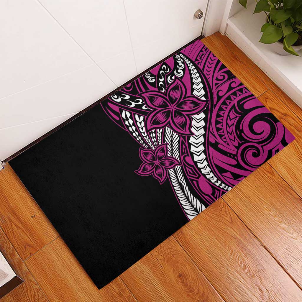 Polynesian Plumeria Floral Tattoo Pattern Rubber Doormat Pink Style LT9 - Polynesian Pride