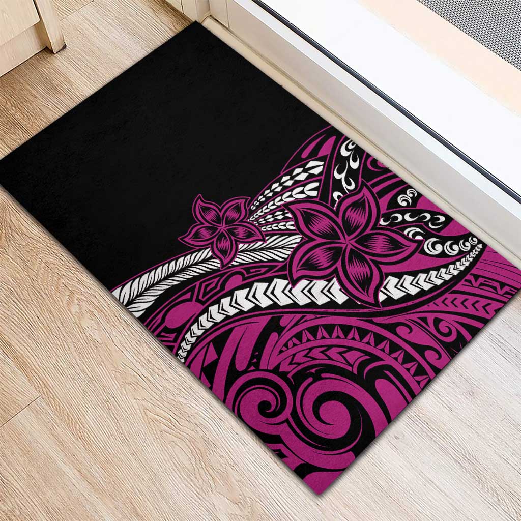 Polynesian Plumeria Floral Tattoo Pattern Rubber Doormat Pink Style LT9 - Polynesian Pride