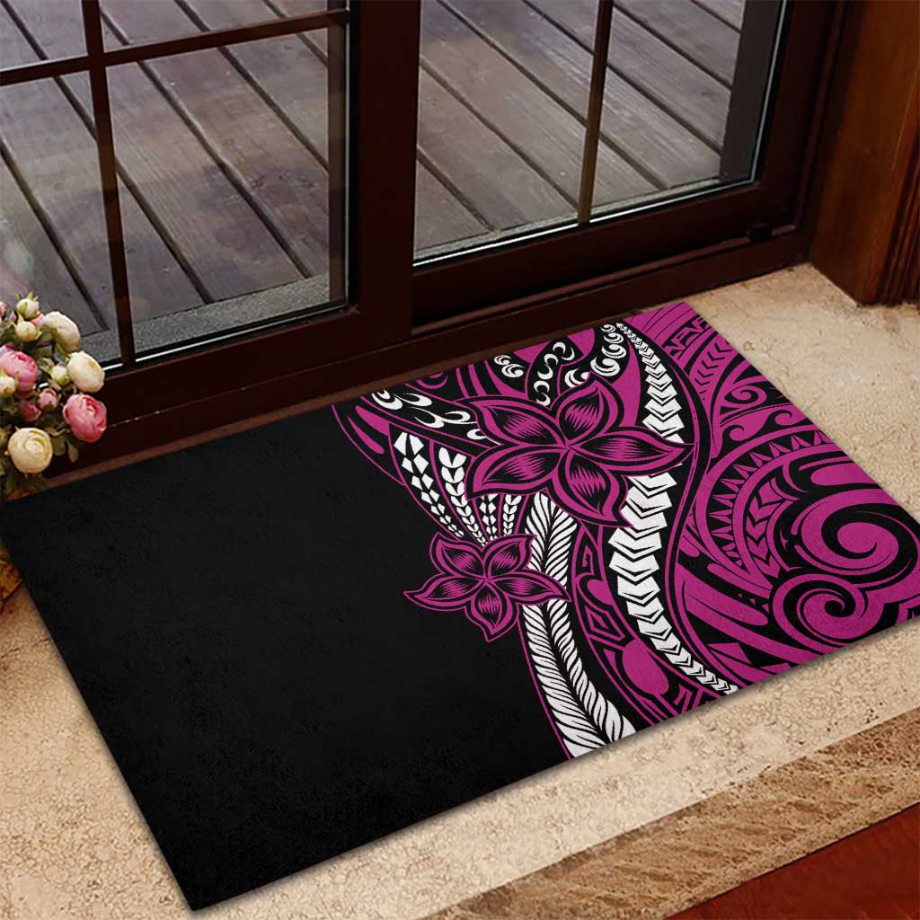 Polynesian Plumeria Floral Tattoo Pattern Rubber Doormat Pink Style LT9 - Polynesian Pride