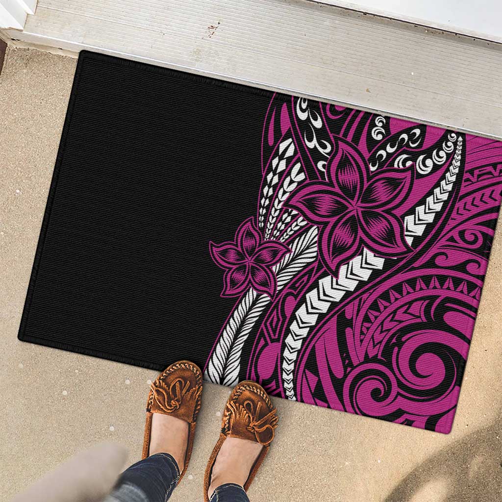 Polynesian Plumeria Floral Tattoo Pattern Rubber Doormat Pink Style LT9 - Polynesian Pride