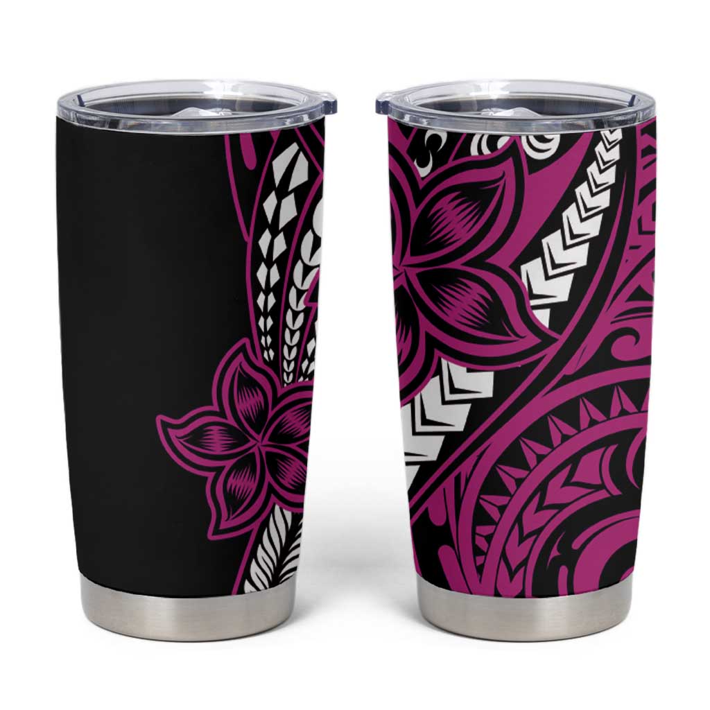 Polynesian Plumeria Floral Tattoo Pattern Tumbler Cup Pink Style