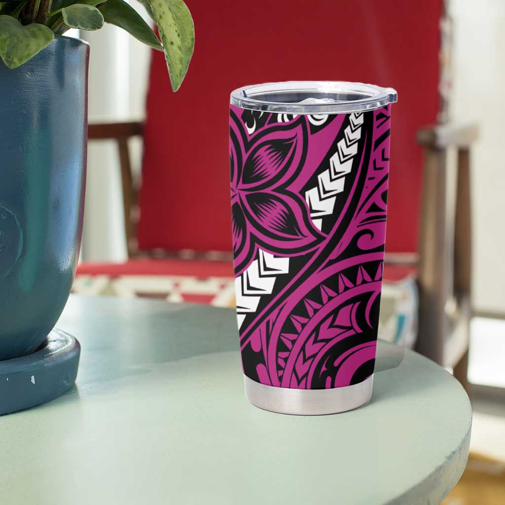 Polynesian Plumeria Floral Tattoo Pattern Tumbler Cup Pink Style LT9 - Polynesian Pride