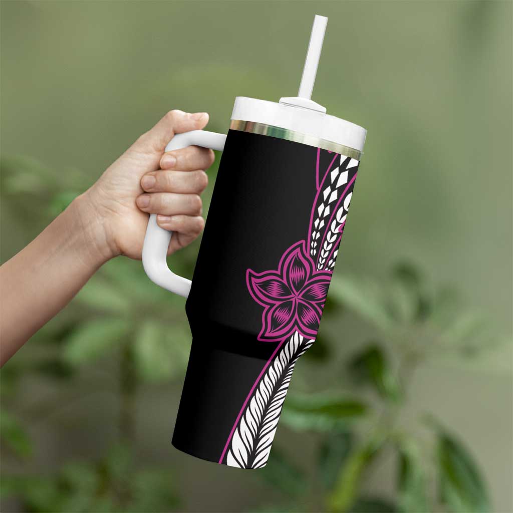 Polynesian Plumeria Floral Tattoo Pattern Tumbler With Handle Pink Style LT9 - Polynesian Pride