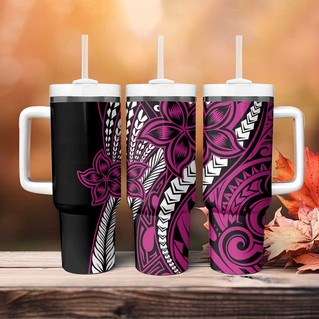 Polynesian Plumeria Floral Tattoo Pattern Tumbler With Handle Pink Style LT9 - Polynesian Pride
