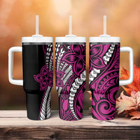 Polynesian Plumeria Floral Tattoo Pattern Tumbler With Handle Pink Style LT9 - Polynesian Pride