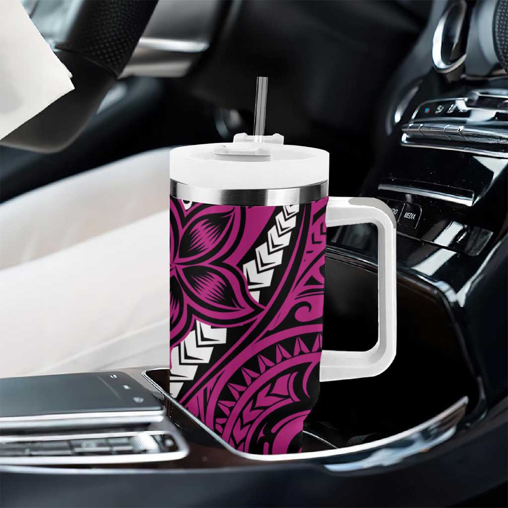 Polynesian Plumeria Floral Tattoo Pattern Tumbler With Handle Pink Style LT9 - Polynesian Pride