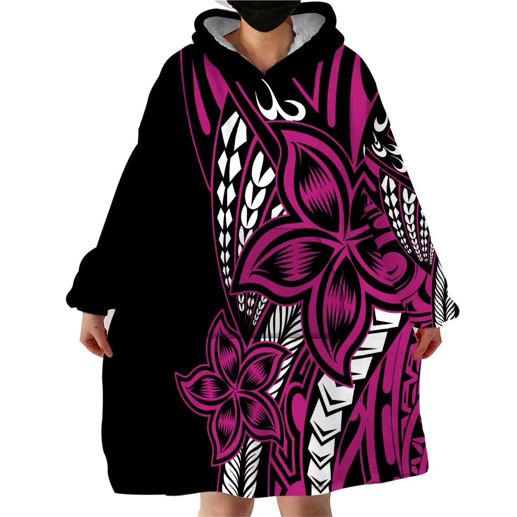 Polynesian Plumeria Floral Tattoo Pattern Wearable Blanket Hoodie Pink Style LT9 - Polynesian Pride