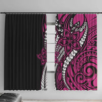 Polynesian Plumeria Floral Tattoo Pattern Window Curtain Pink Style LT9 With Hooks Pink - Polynesian Pride