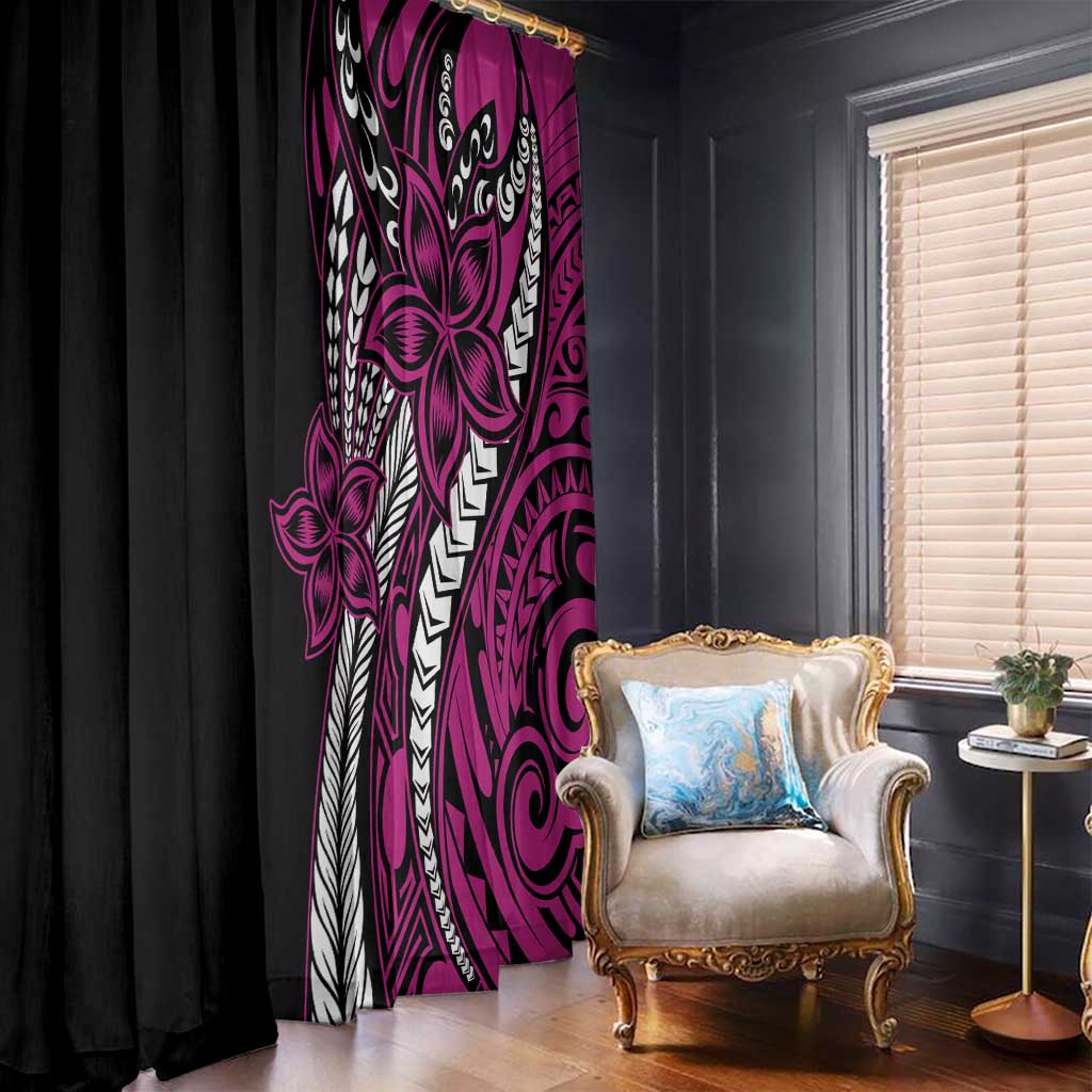 Polynesian Plumeria Floral Tattoo Pattern Window Curtain Pink Style LT9 - Polynesian Pride