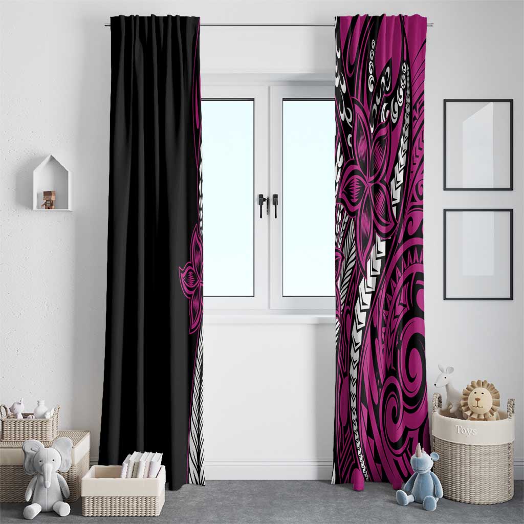 Polynesian Plumeria Floral Tattoo Pattern Window Curtain Pink Style LT9 - Polynesian Pride