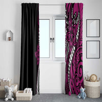 Polynesian Plumeria Floral Tattoo Pattern Window Curtain Pink Style LT9 - Polynesian Pride