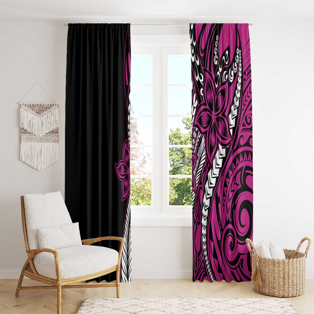 Polynesian Plumeria Floral Tattoo Pattern Window Curtain Pink Style LT9 - Polynesian Pride