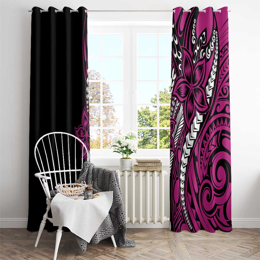Polynesian Plumeria Floral Tattoo Pattern Window Curtain Pink Style LT9 - Polynesian Pride