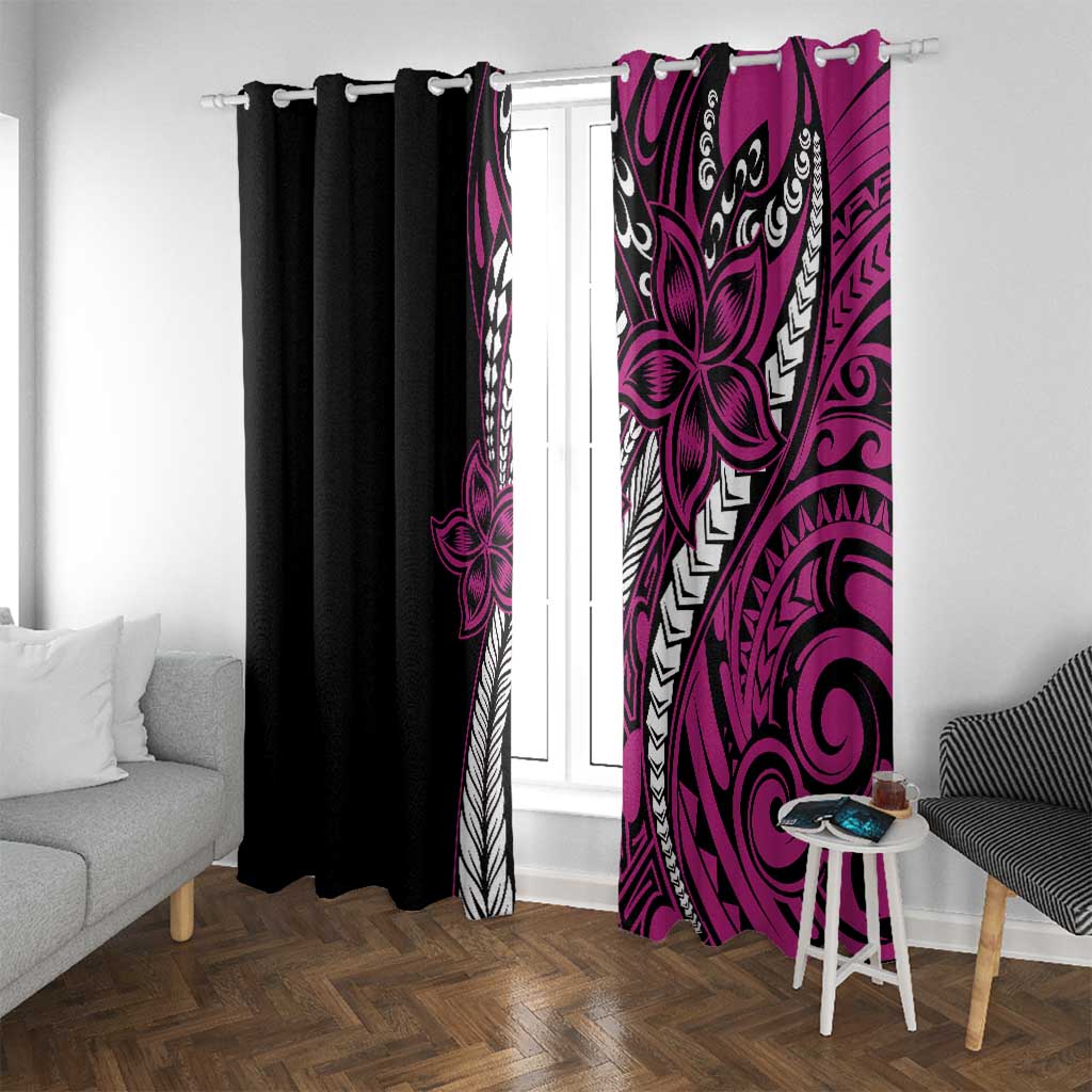 Polynesian Plumeria Floral Tattoo Pattern Window Curtain Pink Style LT9 With Grommets Pink - Polynesian Pride