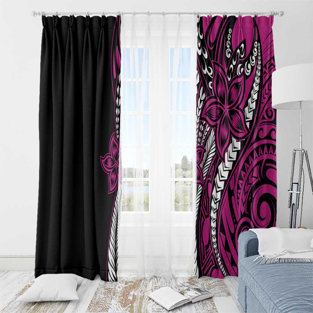 Polynesian Plumeria Floral Tattoo Pattern Window Curtain Pink Style LT9 - Polynesian Pride