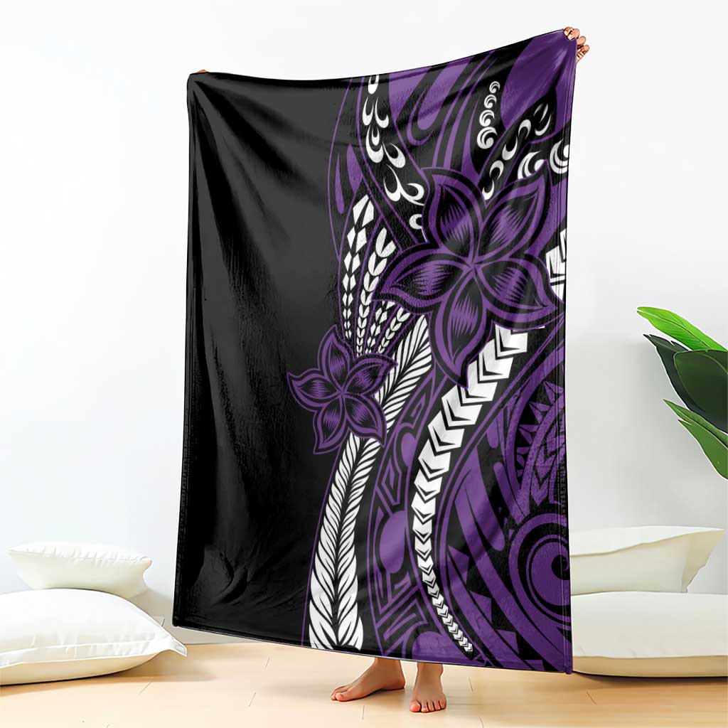 Polynesian Plumeria Floral Tattoo Pattern Blanket Purple Style LT9 - Polynesian Pride