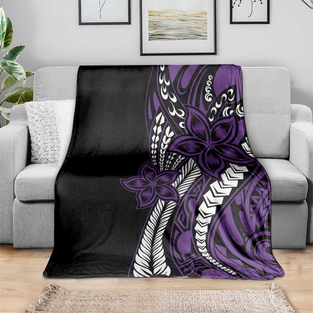 Polynesian Plumeria Floral Tattoo Pattern Blanket Purple Style LT9 - Polynesian Pride