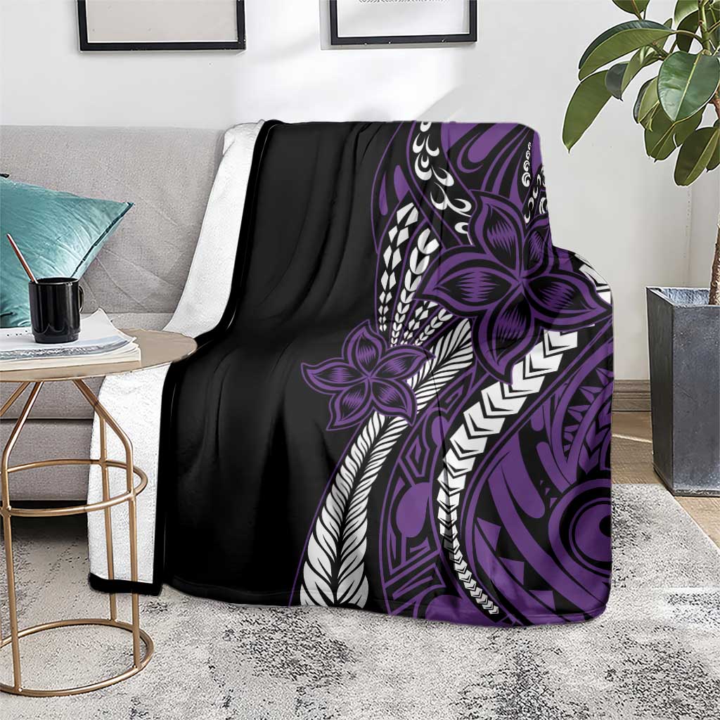 Polynesian Plumeria Floral Tattoo Pattern Blanket Purple Style LT9 - Polynesian Pride