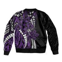 Polynesian Plumeria Floral Tattoo Pattern Bomber Jacket Purple Style