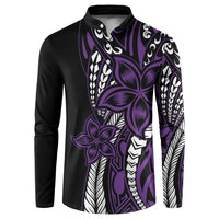 Polynesian Plumeria Floral Tattoo Pattern Button Sweatshirt Purple Style LT9 Purple - Polynesian Pride