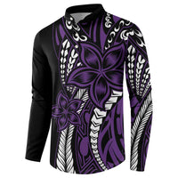 Polynesian Plumeria Floral Tattoo Pattern Button Sweatshirt Purple Style LT9 - Polynesian Pride