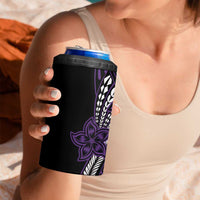 Polynesian Plumeria Floral Tattoo Pattern 4 in 1 Can Cooler Tumbler Purple Style LT9 - Polynesian Pride