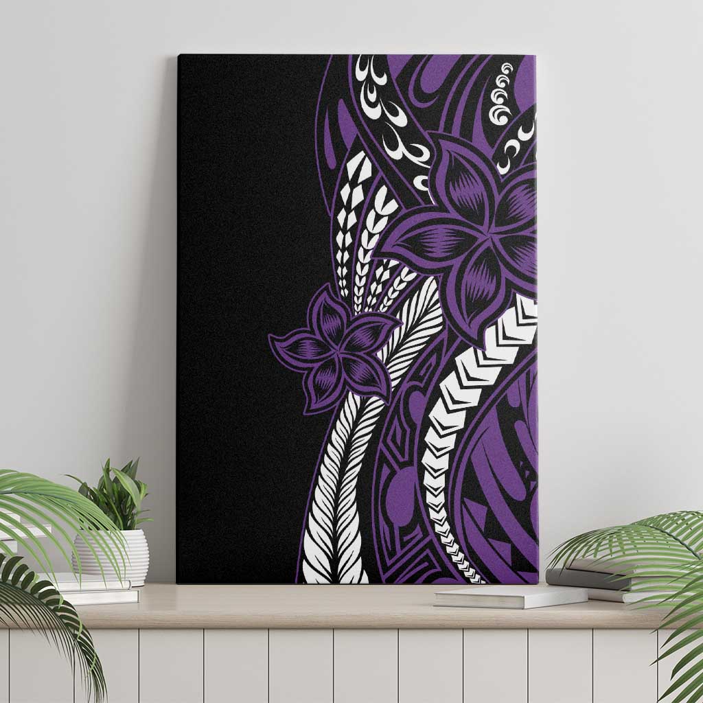 Polynesian Plumeria Floral Tattoo Pattern Canvas Wall Art Purple Style LT9 - Polynesian Pride
