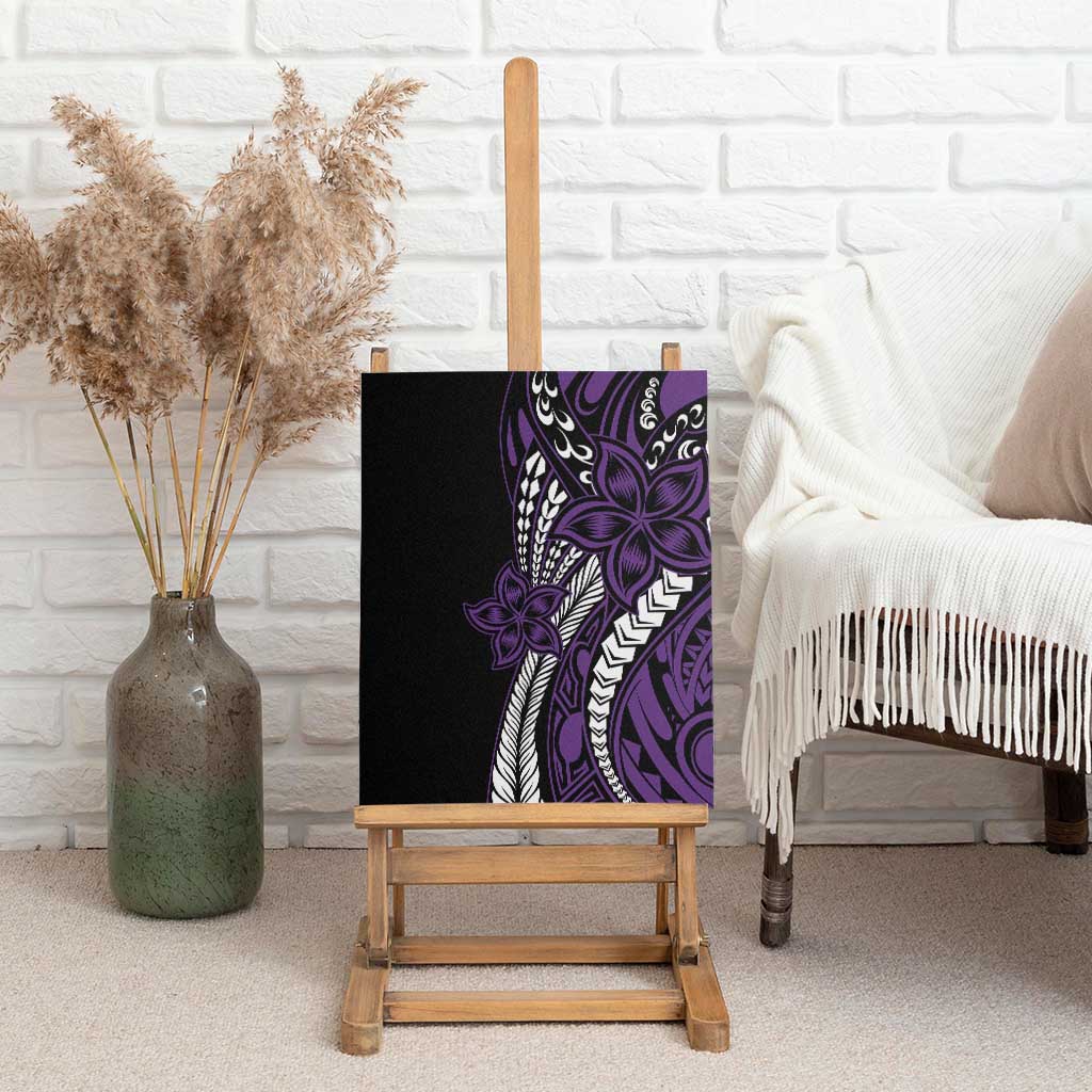 Polynesian Plumeria Floral Tattoo Pattern Canvas Wall Art Purple Style LT9 - Polynesian Pride