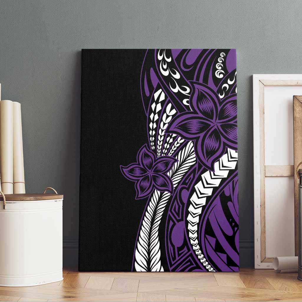 Polynesian Plumeria Floral Tattoo Pattern Canvas Wall Art Purple Style LT9 - Polynesian Pride