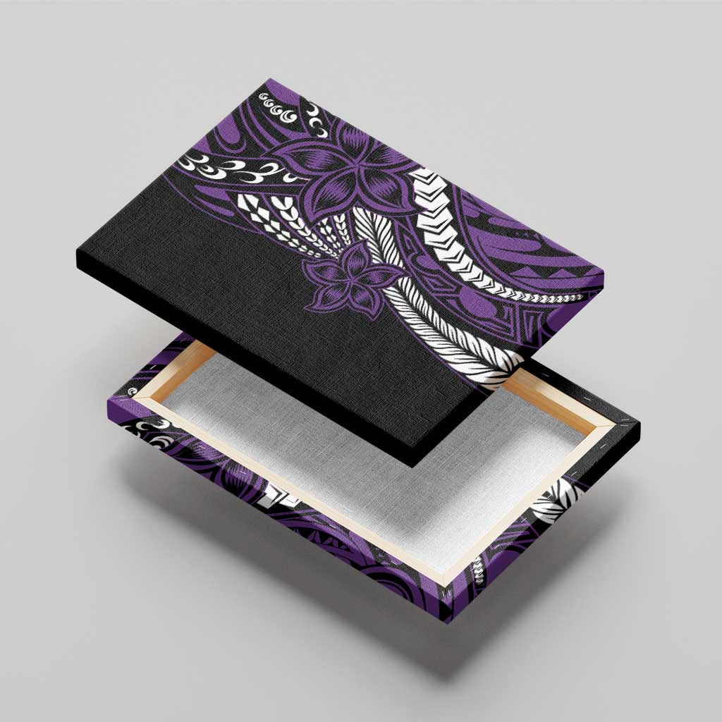 Polynesian Plumeria Floral Tattoo Pattern Canvas Wall Art Purple Style LT9 - Polynesian Pride