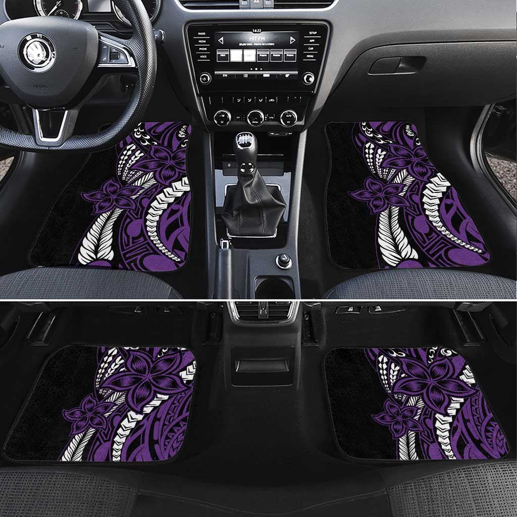 Polynesian Plumeria Floral Tattoo Pattern Car Mats Purple Style LT9 Set 4pcs Purple - Polynesian Pride